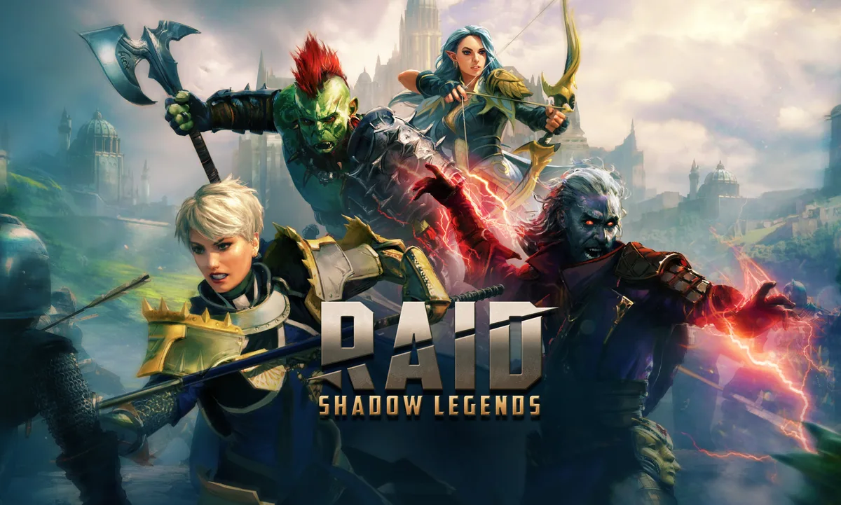 Raid: Shadow Legends official logo on a dark fantasy backdrop